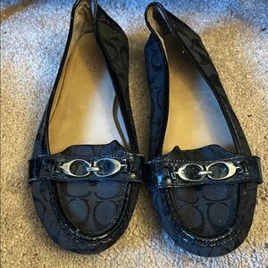 Coach Black Loafers with Silver Buckle